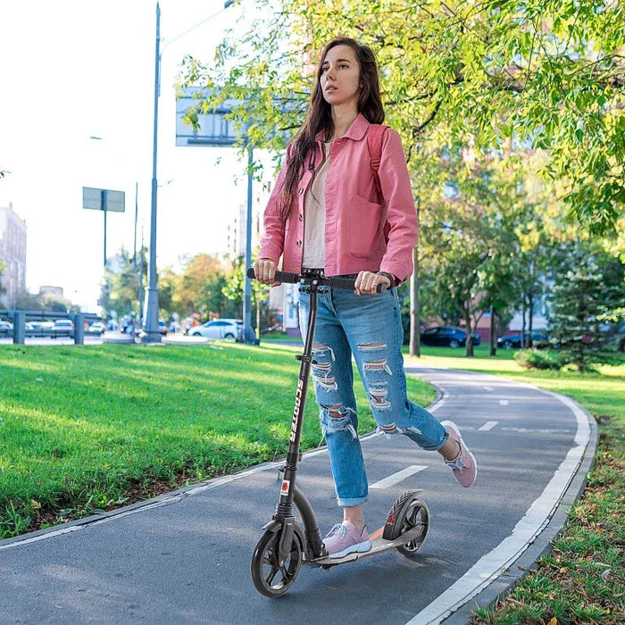 Teen/Adult Foldable Kick Scooter with Aluminium Frame in Black - Little and Giant Explorers HOMCOM