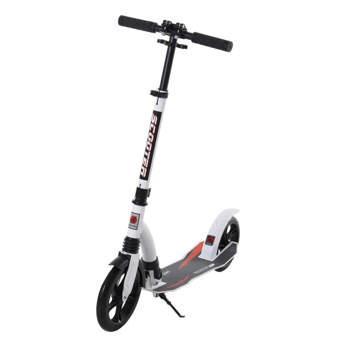 Teen/Adult Foldable Kick Scooter with Aluminium Frame in White - Little and Giant Explorers HOMCOM