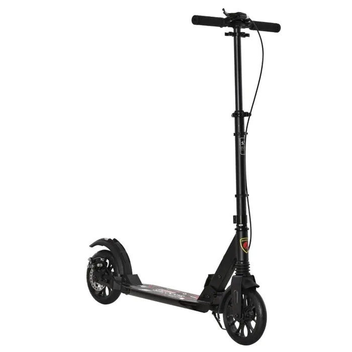 Teen/Adult Foldable Kick Scooter with Shock Mitigation System in Black - Little and Giant Explorers HOMCOM