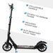 Teen/Adult Foldable Kick Scooter with Shock Mitigation System in Black - Little and Giant Explorers HOMCOM