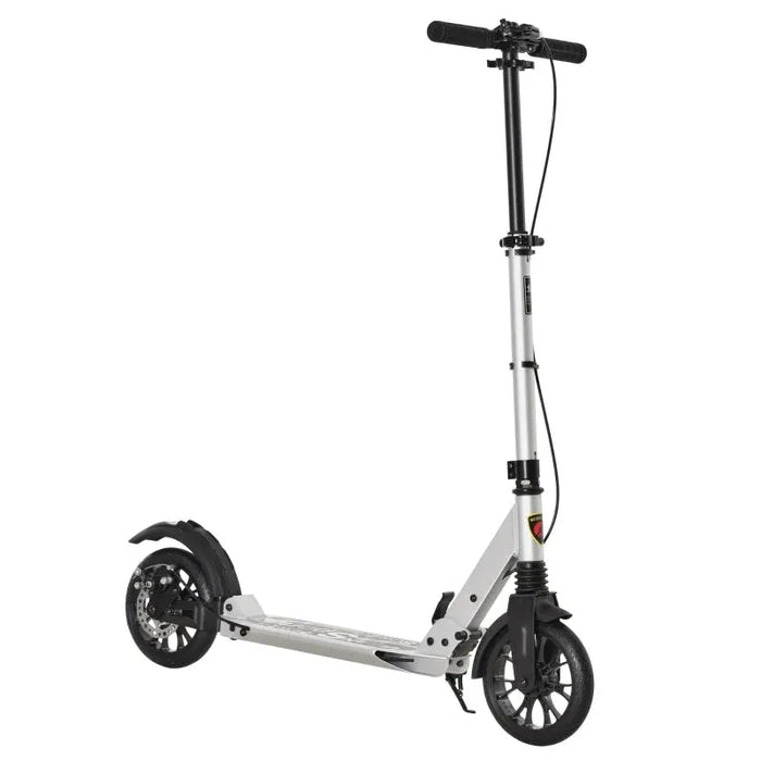 Teen/Adult Foldable Kick Scooter with Shock Mitigation System in Silver - Little and Giant Explorers HOMCOM