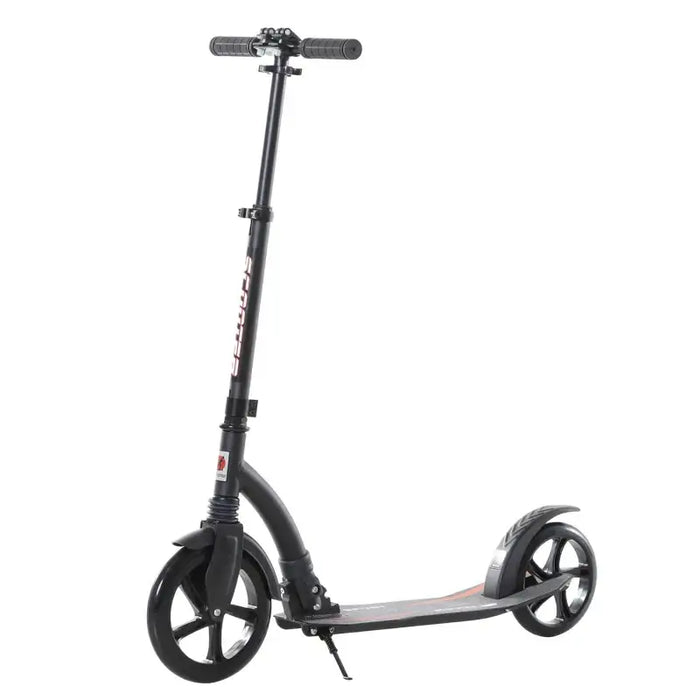 Teen/Adult Kick Scooter | Quick-Fold Design with Adjustable Handlebar (Black Edition) - Little and Giant Explorers HOMCOM
