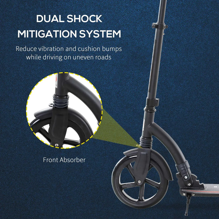 Teen/Adult Kick Scooter | Quick-Fold Design with Adjustable Handlebar (Black Edition) - Little and Giant Explorers HOMCOM