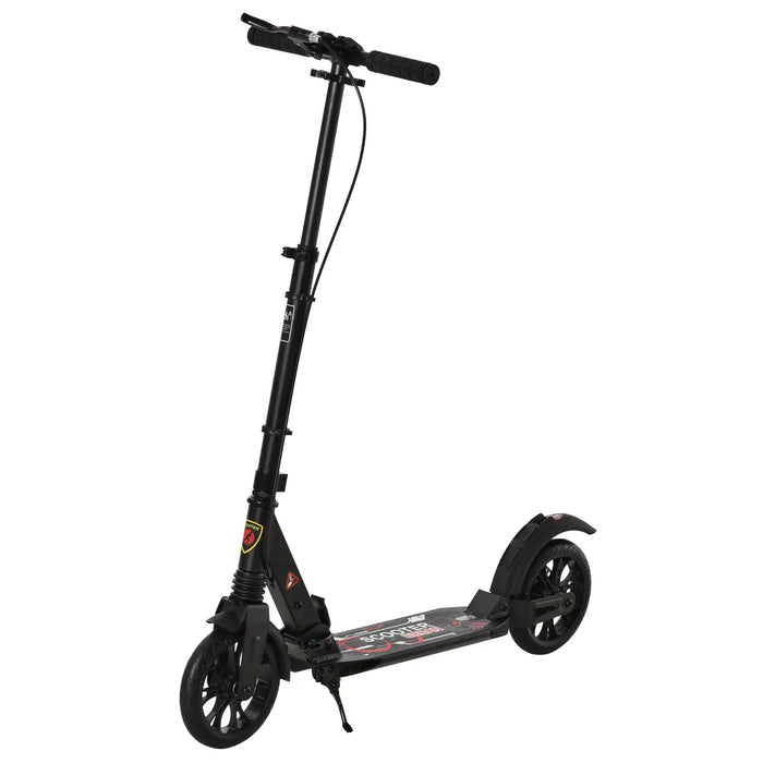 Teen/Adult Kick Scooter | Quick-Fold Design with Front and Back Brakes (Black Edition) - Little and Giant Explorers HOMCOM