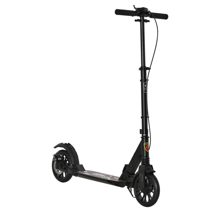 Teen/Adult Kick Scooter | Quick-Fold Design with Front and Back Brakes (Black Edition) - Little and Giant Explorers HOMCOM