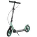 Green teen and adult kick scooter with folding design and dual brake system by HOMCOM