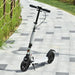 Teen/Adult Kick Scooter | Quick-Fold Design with Front and Back Brakes (Silver Edition) - Little and Giant Explorers HOMCOM