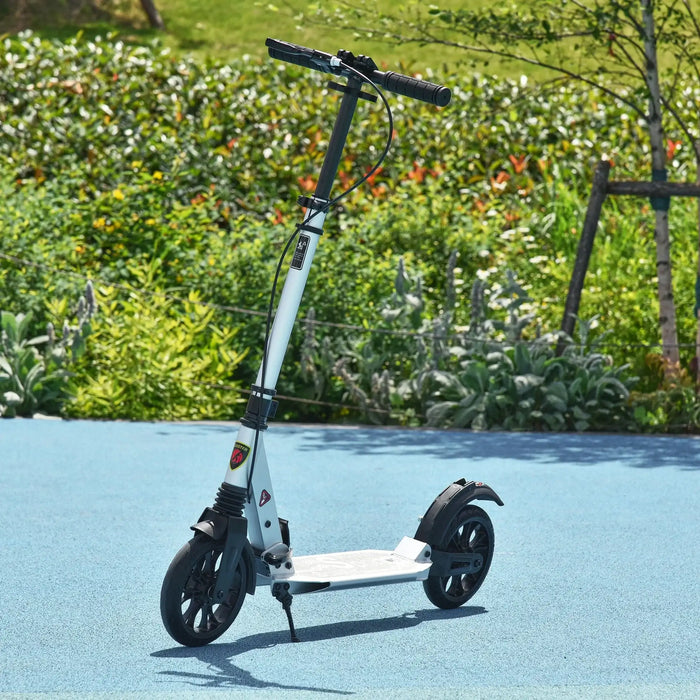 Teen/Adult Kick Scooter | Quick-Fold Design with Front and Back Brakes (Silver Edition) - Little and Giant Explorers HOMCOM