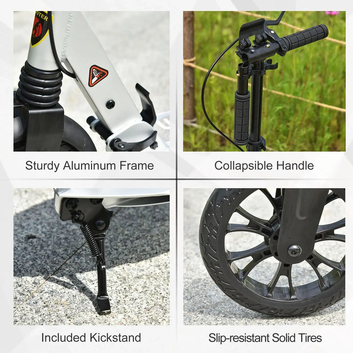 Teen/Adult Kick Scooter | Quick-Fold Design with Front and Back Brakes (Silver Edition) - Little and Giant Explorers HOMCOM