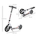 Teen/Adult Kick Scooter | Quick-Fold Design with Adjustable Handlebar (White Edition) - Little and Giant Explorers HOMCOM