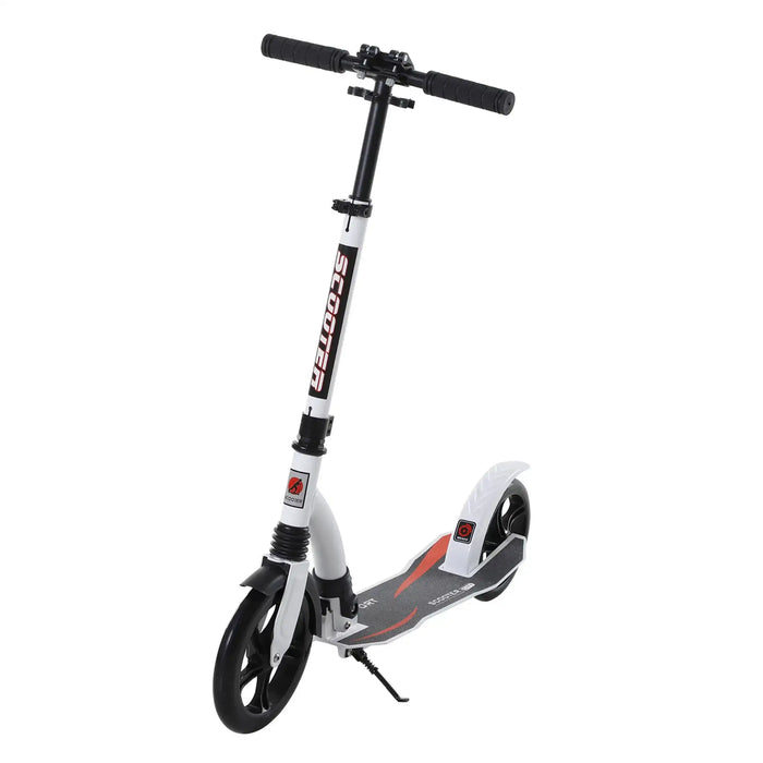 Teen/Adult Kick Scooter | Quick-Fold Design with Adjustable Handlebar (White Edition) - Little and Giant Explorers HOMCOM