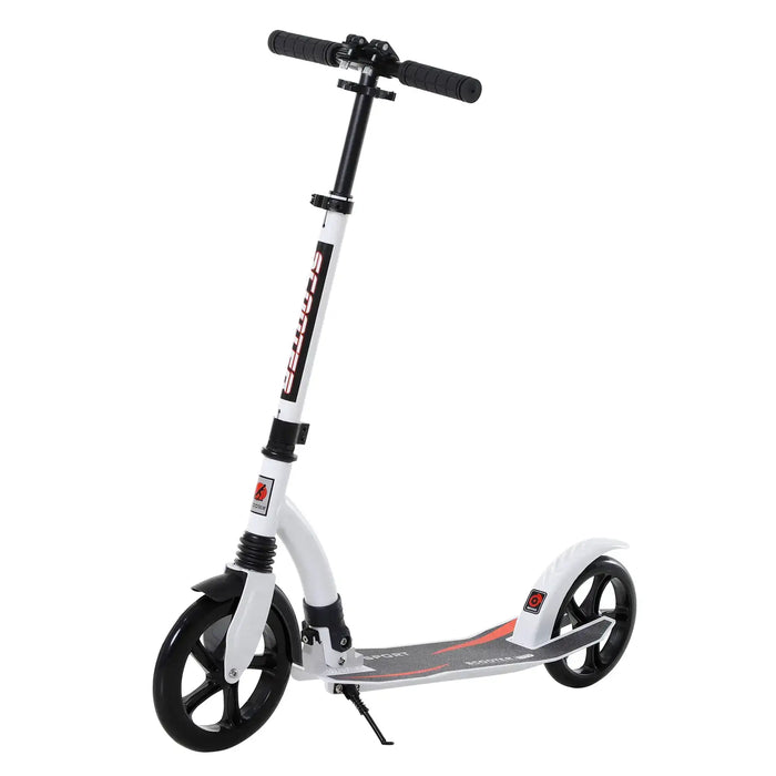 Teen/Adult Kick Scooter | Quick-Fold Design with Adjustable Handlebar (White Edition) - Little and Giant Explorers HOMCOM