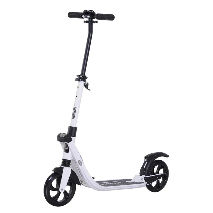 Teen/Adult Urban Kick Scooter with Double Shock Absorption in White - Little and Giant Explorers HOMCOM