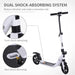 Teen/Adult Urban Kick Scooter with Double Shock Absorption in White - Little and Giant Explorers HOMCOM