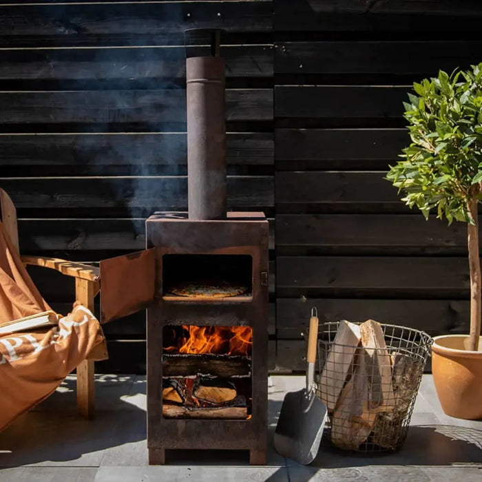 Terrace Stove with Pizza Oven in Rust - Little and Giant Explorers Esschert Design