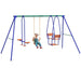 Three-In-One Kids Metal Swing Set with Swing, Glider and Rocking Chair Swing - Little and Giant Explorers Outsunny