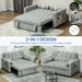 Three-in-One Two-Seater Sofa Bed – Light Grey Linen | Adjustable Recliner - Pull-Out Double Bed HOMCOM - Little and Giant Explorers