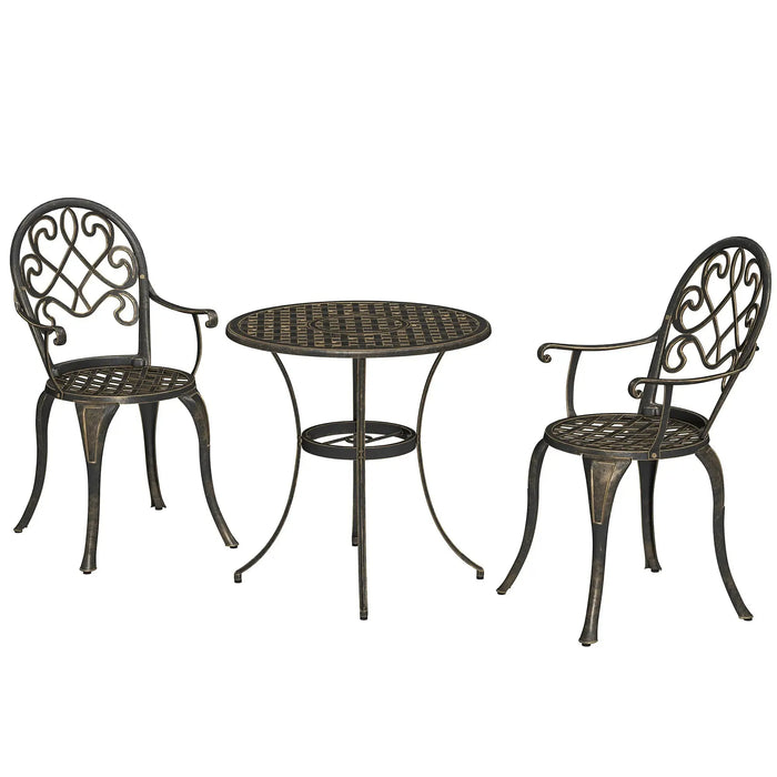 Three-Piece Elegant Aluminium Garden Set in Bronze Tone - Little and Giant Explorers Outsunny