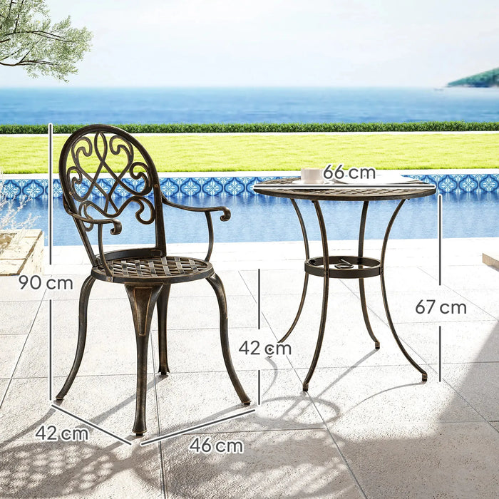 Three-Piece Elegant Aluminium Garden Set in Bronze Tone - Little and Giant Explorers Outsunny