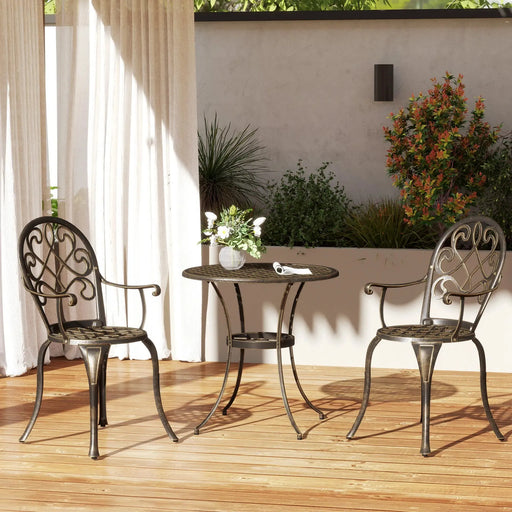 Three-Piece Elegant Aluminium Garden Set in Bronze Tone - Little and Giant Explorers Outsunny