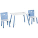 Three-Piece Kids Table and Chair Set - Blue and White | Stars and Balloons HOMCOM - Little and Giant Explorers HOMCOM