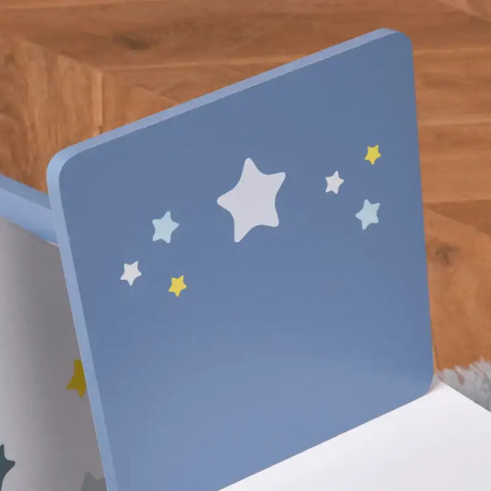 Three-Piece Kids Table and Chair Set - Blue and White | Stars and Balloons HOMCOM - Little and Giant Explorers HOMCOM