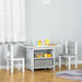 Kids Table Chair Set White Grey | Three-Piece with Storage Drawers - Little and Giant Explorers HOMCOM