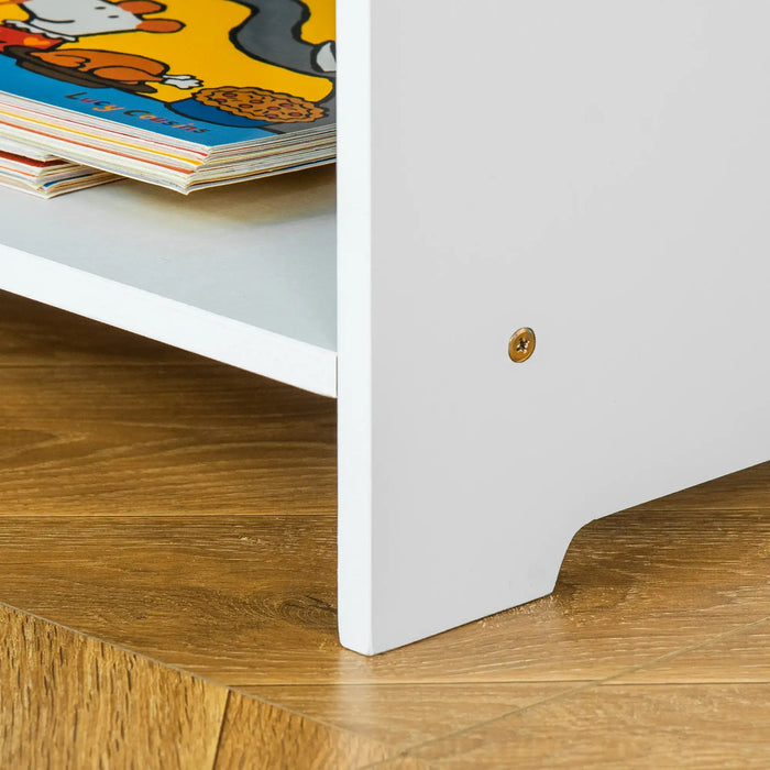 Kids Table Chair Set White Grey | Three-Piece with Storage Drawers - Little and Giant Explorers HOMCOM