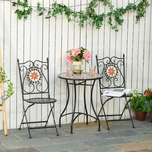 Three Piece Mosaic Bistro Table Set - Little and Giant Explorers Outsunny