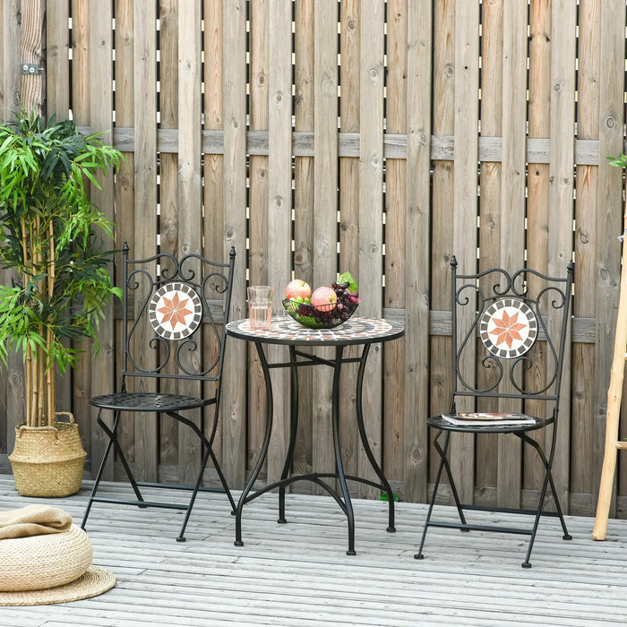 Three Piece Mosaic Bistro Table Set - Little and Giant Explorers Outsunny