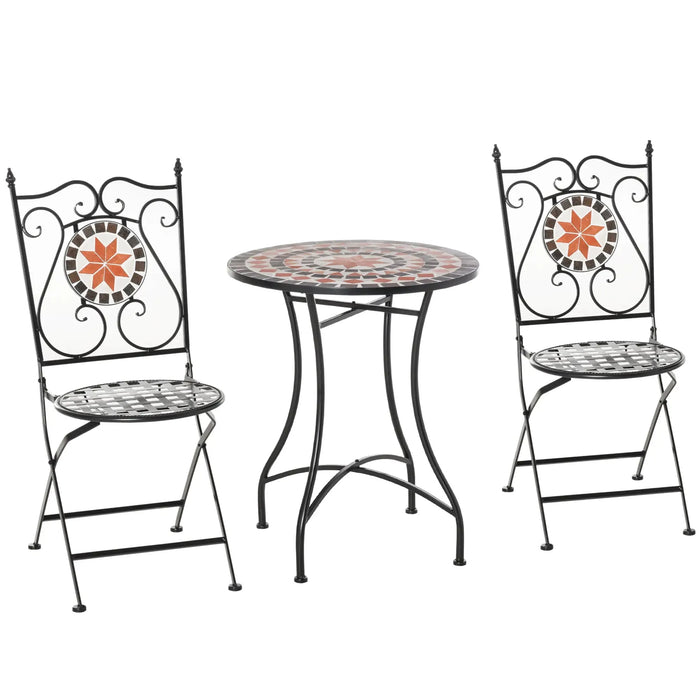 Three Piece Mosaic Bistro Table Set - Little and Giant Explorers Outsunny