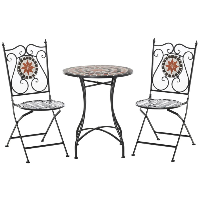 Three Piece Mosaic Bistro Table Set - Little and Giant Explorers Outsunny