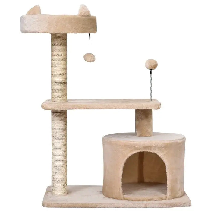Three-Tier Cat Tree Tower – Beige | Deluxe Cat Climbing Frame with Scratching Posts PAWHUT - Little and Giant Explorers PawHut