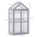 Grey three-tier cold frame greenhouse mini grow house with adjustable shelves and measurements