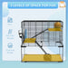 Three-Tier Hamster Cage – Black | Large Small Animal Habitat with Running Wheel PAWHUT - Little and Giant Explorers PawHut