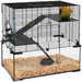 Three-Tier Hamster Cage – Black | Large Small Animal Habitat with Running Wheel PAWHUT - Little and Giant Explorers PawHut