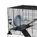 Three-Tier Hamster Cage – Black | Large Small Animal Habitat with Running Wheel PAWHUT - Little and Giant Explorers PawHut