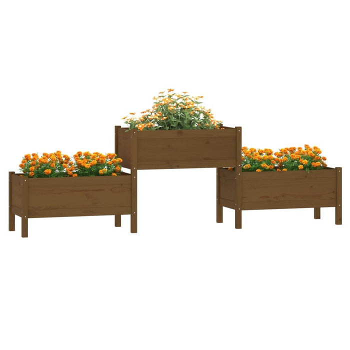 Tiered Planter in Honey Brown (245.5 x 44 x 75cm) - Little and Giant Explorers vidaXL