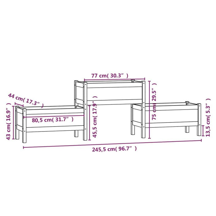 Tiered Planter in Honey Brown (245.5 x 44 x 75cm) - Little and Giant Explorers vidaXL