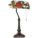 Stained glass lamp with rose design on a white background