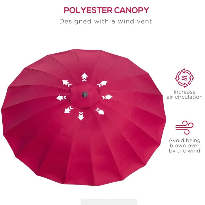 Tilting Garden Parasol – Red | 2.5m Canopy with 18 Fibreglass Ribs OUTSUNNY - Little and Giant Explorers Outsunny