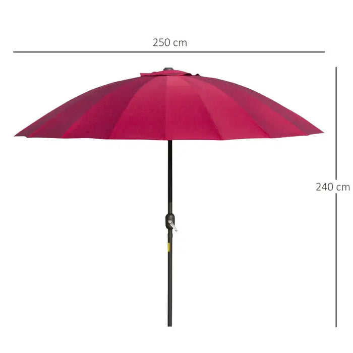 Tilting Garden Parasol – Red | 2.5m Canopy with 18 Fibreglass Ribs OUTSUNNY - Little and Giant Explorers Outsunny