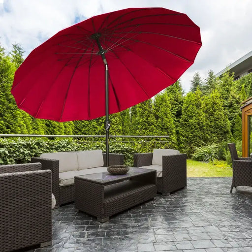 Tilting Garden Parasol – Red | 2.5m Canopy with 18 Fibreglass Ribs OUTSUNNY - Little and Giant Explorers Outsunny