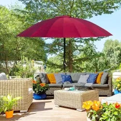 Tilting Garden Parasol – Red | 2.5m Canopy with 18 Fibreglass Ribs OUTSUNNY - Little and Giant Explorers Outsunny