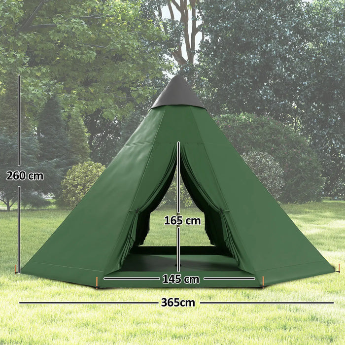 Tipi Tent with Carry Bag in Green (6 persons) - Little and Giant Explorers Outsunny