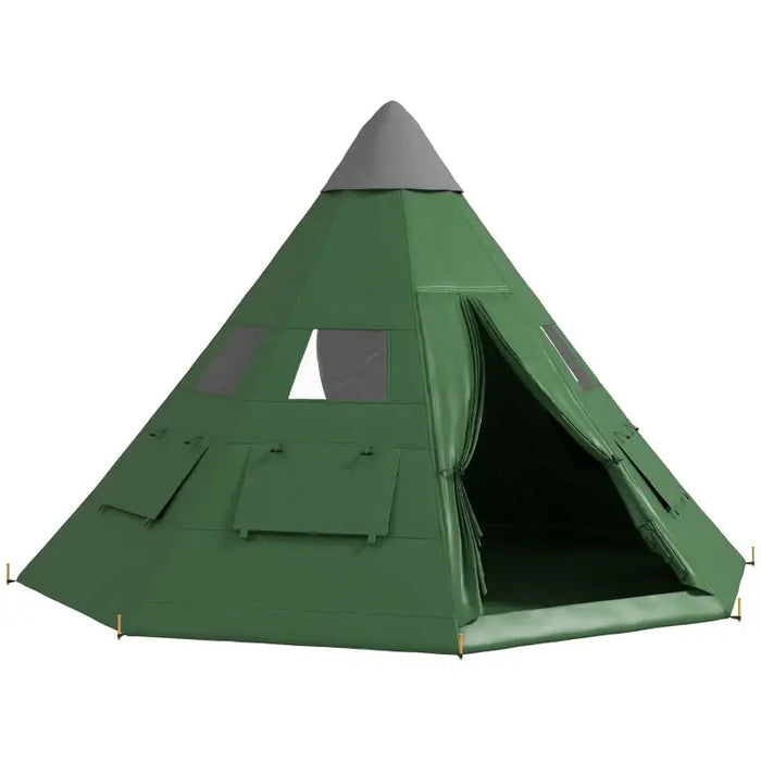 Tipi Tent with Carry Bag in Green (6 persons) - Little and Giant Explorers Outsunny