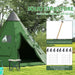 Tipi Tent with Carry Bag in Green (6 persons) - Little and Giant Explorers Outsunny