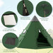 Tipi Tent with Carry Bag in Green (6 persons) - Little and Giant Explorers Outsunny