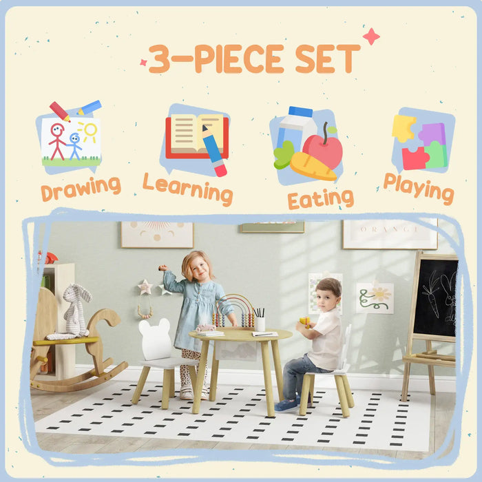 Toddler Activity Table Chair Set | Bear-Shaped Backrest with Convertible Design - Little and Giant Explorers AIYAPLAY