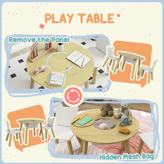Toddler Activity Table Chair Set | Bear-Shaped Backrest with Convertible Design - Little and Giant Explorers AIYAPLAY